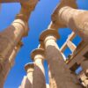 ancient columns with hieroglyphics in Luxor in Egypt