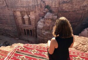 Looking down on the treasury in Petra