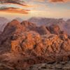 View from Mount Sinai at sunrise. Beautiful mountain landscape in Egypt
