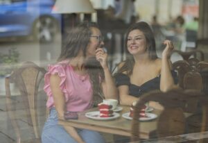 having fun at coffee shop