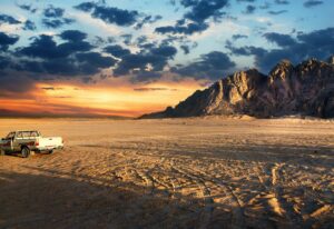 Sandy field in desert of Egypt