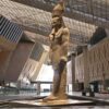 Monumental pharaoh statue inside the Grand Egyptian Museum